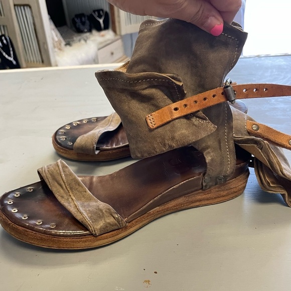 A.S. 98 BOWERY wrap ankle cuff buckle strappy gladiator sandals sz 39 (8.5) - Picture 1 of 11